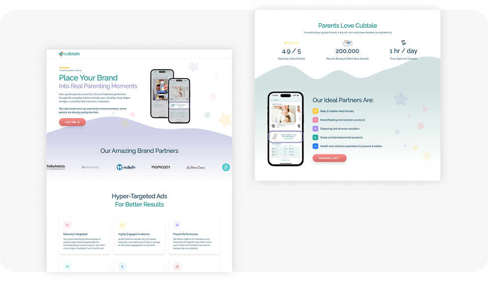 Cubtale - Brand Partnership Landing Page